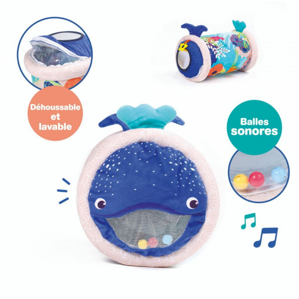 Rouleau d'activités baby roller en tissu baleine Ludi jouets