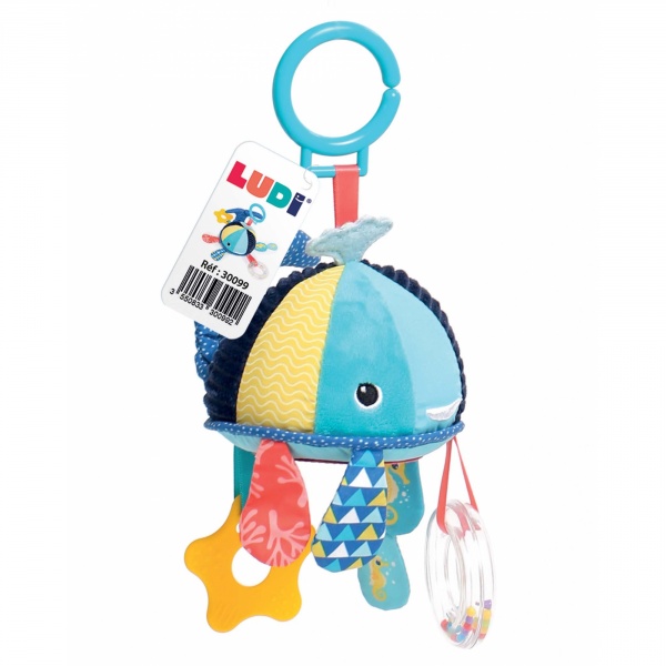 Peluche d'activité baleine à suspendre bleu Ludi jouets