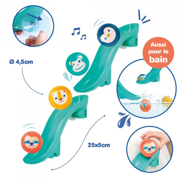 Lot de 2 toboggans de bain avec balles flottantes sonores Ludi jouets