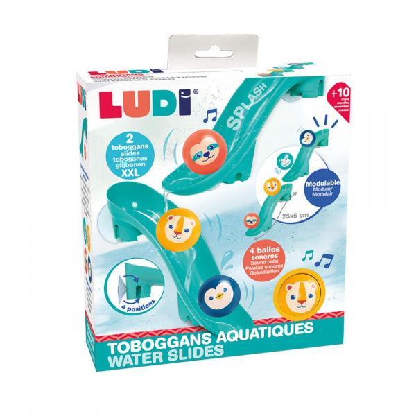 Lot de 2 toboggans de bain avec balles flottantes sonores Ludi jouets