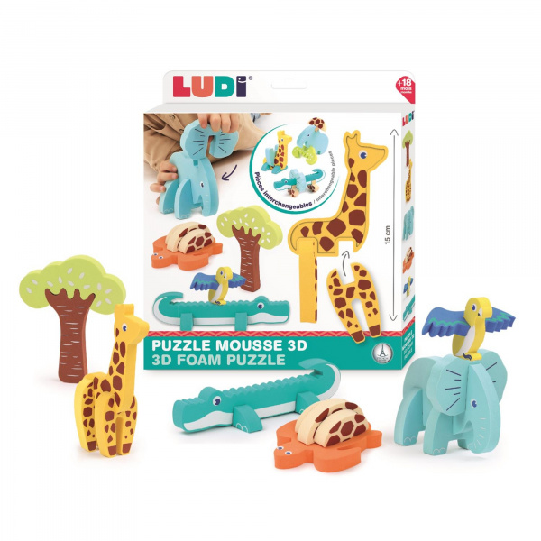 Puzzle 3d en mousse pour enfant animaux Ludi jouets