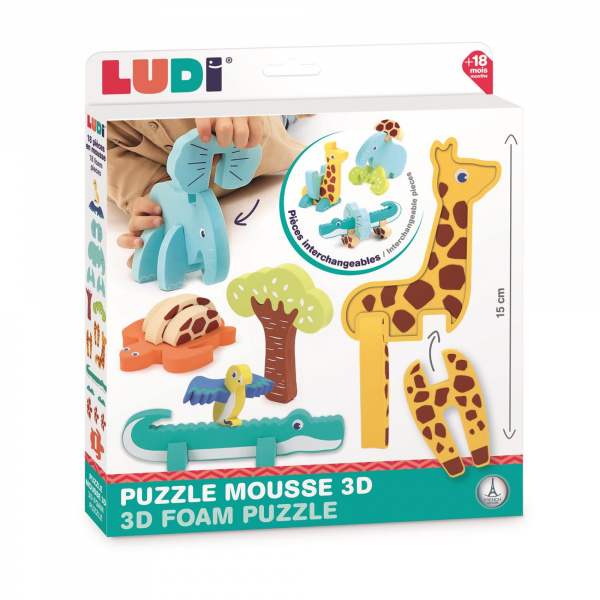 Puzzle 3d en mousse pour enfant animaux Ludi jouets