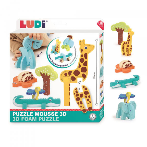 Puzzle 3d en mousse pour enfant animaux Ludi jouets