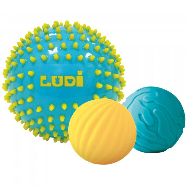 Lot de 3 balles sensorielles bleues Ludi jouets