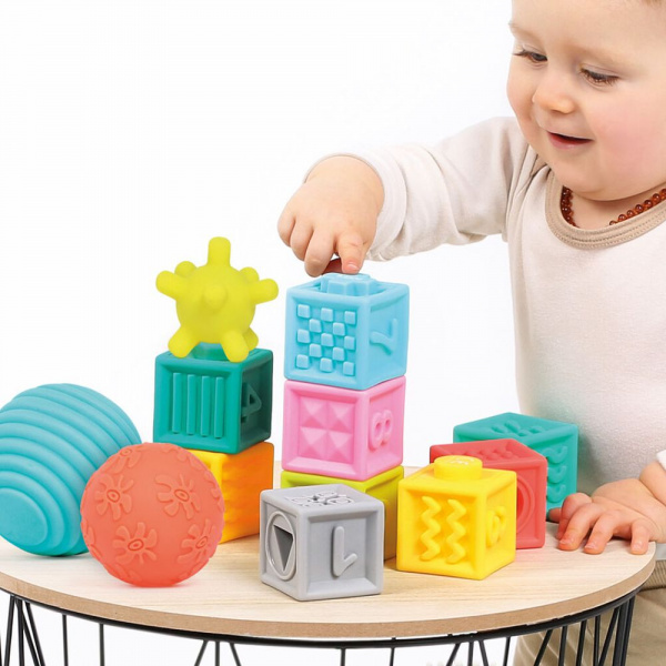 Coffret d'éveil sensoriel 6 balles et 6 cubes souples Ludi jouets