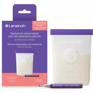 Lot de 5 sachets de conservation de lait maternel en silicone réutilisable Lansinoh