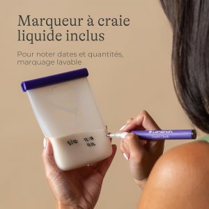 Lot de 5 sachets de conservation de lait maternel en silicone réutilisable Lansinoh