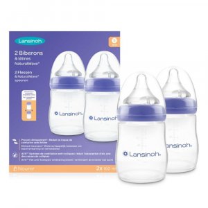 Lot de 2 biberons et tétines 1m+ naturalwave 160 ml Lansinoh