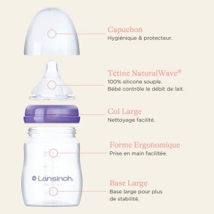 Lot de 2 biberons et tétines 3mois+ naturalwave 240ml Lansinoh