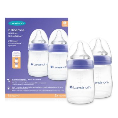 Lot de 2 biberons et tétines 1m+ naturalwave 160 ml