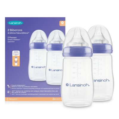 Lot de 2 biberons et tétines 3mois+ naturalwave 240ml