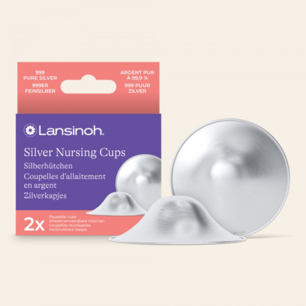 Lot de 2 coupelles d'allaitement en argent réutilisables anti crevasses Lansinoh