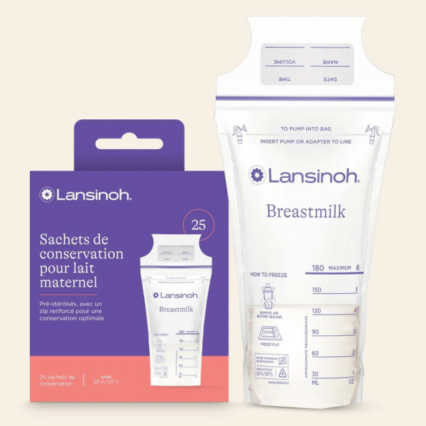 Lot de 25 sachets de conservation de lait maternel Lansinoh