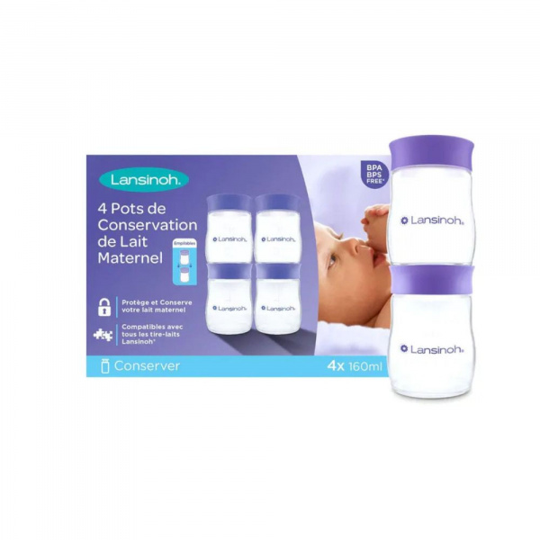 Pots de conservation lait maternel 4x160ml Lansinoh