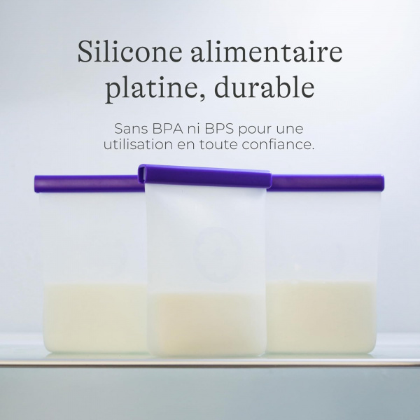 Lot de 5 sachets de conservation de lait maternel en silicone réutilisable Lansinoh