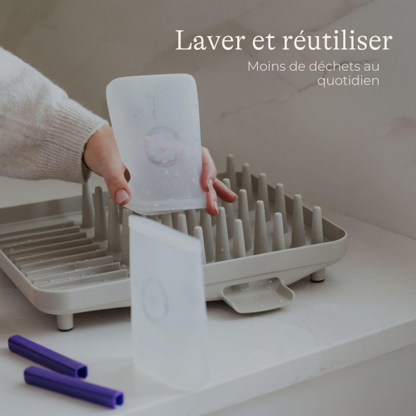 Lot de 5 sachets de conservation de lait maternel en silicone réutilisable Lansinoh