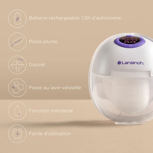Tire-lait mains libres simple Lansinoh