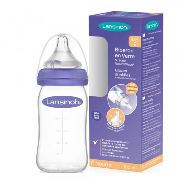 Biberon en verre avec tétine naturalwave 160ml Lansinoh