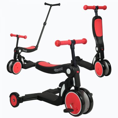 Scootizz, draisienne évolutive 5 en 1 avec barre de poussée adulte rouge