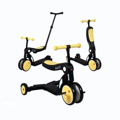 Draisienne évolutive 5 en 1 scootizz avec barre de poussée adulte jaune