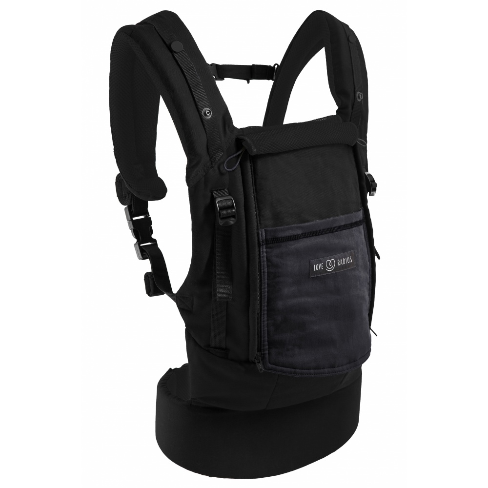 Porte Bebe Physiocarrier Coton Tablier Noir Poche Anthracite De Love Radius Sur Allobebe