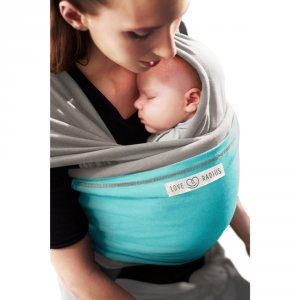 Echarpe de portage l'originale gris clair, turquoise
