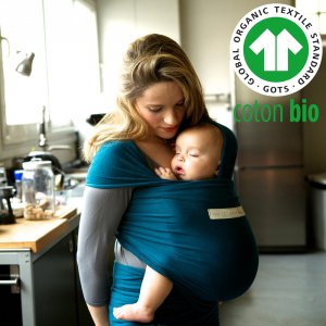 Écharpe de portage la basic bleu rétro coton bio Love radius