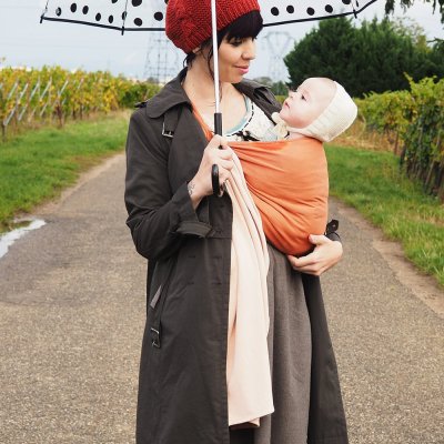 Echarpe de portage sans nœud - nude, caramel (réversible)