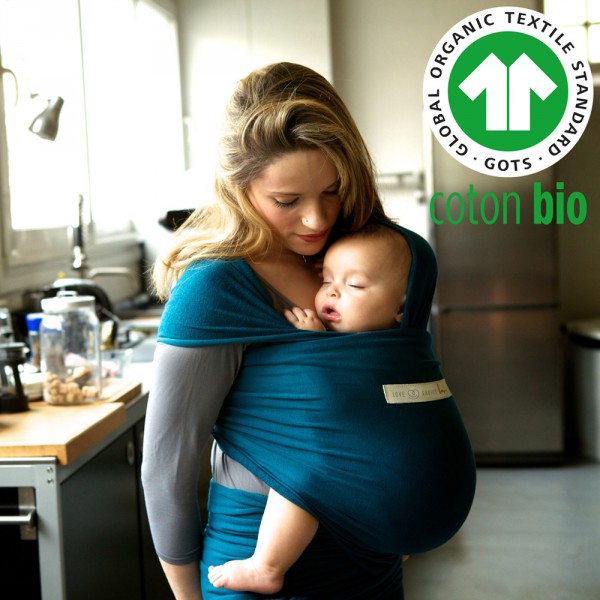 Écharpe de portage la basic bleu rétro coton bio Love radius
