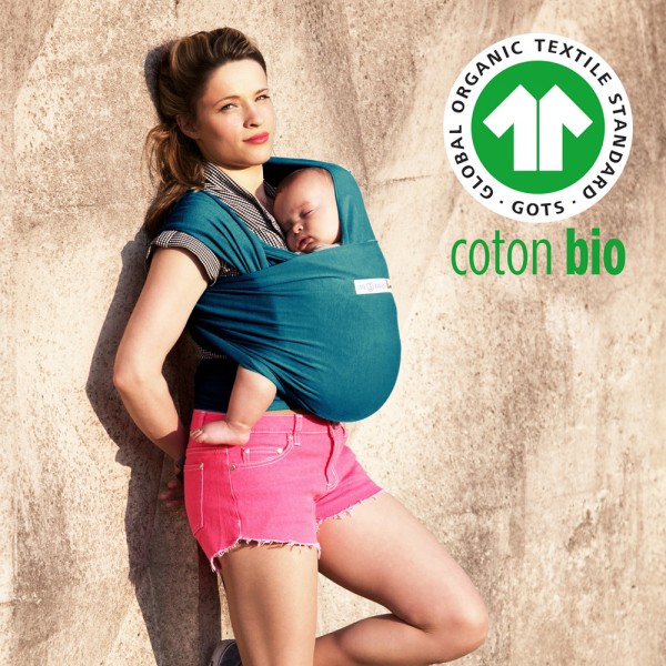 Écharpe de portage la basic bleu rétro coton bio Love radius