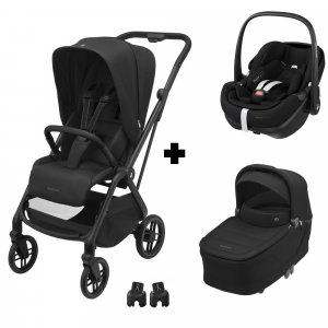 Poussette trio leona 2 + siège auto pebble 360 pro 2 + nacelle sense twillic black Maxi-cosi