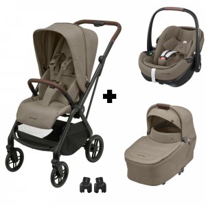 Poussette trio leona 2 + siège auto pebble 360 pro 2 + nacelle sense twillic truffle Maxi-cosi