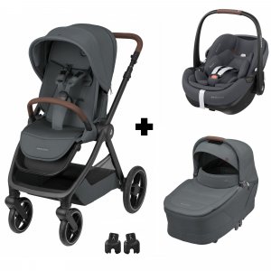 Poussette trio oxford + siège auto pebble 360 pro 2 + nacelle sense twillic graphite Maxi-cosi