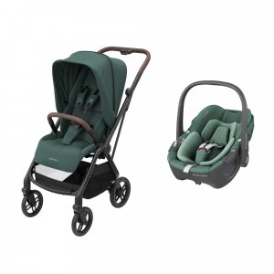 Poussette duo leona² + siège auto pebble 360 essential green Maxi-cosi