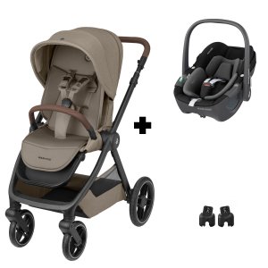 Poussette duo oxford twillic truffle + siège auto i-size pebble 360 essential black Maxi-cosi