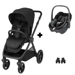 Poussette duo oxford twillic black + siège auto i-size pebble 360 essential black Maxi-cosi