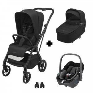 Poussette trio leona 2 + siège auto pebble 360 + nacelle sense black Maxi-cosi