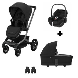 Poussette trio fame + siège auto pebble 360 pro 2 + nacelle fame black Maxi-cosi