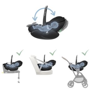 Poussette trio fame + siège auto pebble 360 pro 2 + nacelle fame black Maxi-cosi