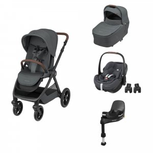 Poussette trio oxford + siège auto pebble 360 pro 2 + nacelle sense twillic graphite + base familyfix 360 pro Maxi-cosi