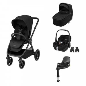 Poussette trio oxford + siège auto pebble 360 pro 2 + nacelle sense twillic black + base familyfix 360 pro Maxi-cosi
