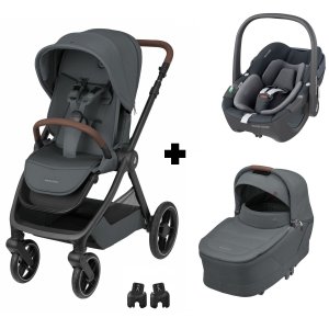 Poussette trio oxford + siège auto pebble 360 + nacelle sense twillic graphite Maxi-cosi