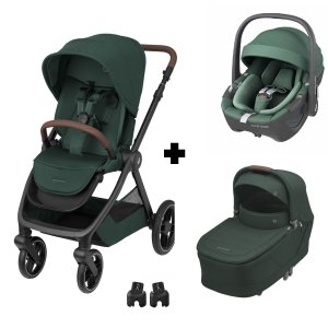 Poussette trio oxford + siège auto pebble 360 + nacelle sense twillic green Maxi-cosi