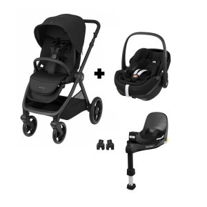 Poussette duo oxford + siège auto pebble 360 pro 2 twillic black + base familyfix 360 pro Maxi-cosi
