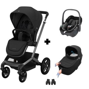 Poussette trio fame + siège auto pebble 360 + nacelle fame black Maxi-cosi