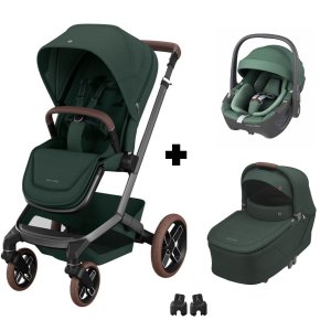 Poussette trio fame + siège auto pebble 360 + nacelle twillic green Maxi-cosi