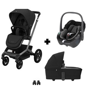 Poussette trio fame + siège auto pebble 360 + nacelle twillic black Maxi-cosi