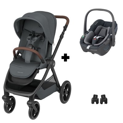 Poussette duo oxford twillic graphite + siège auto i-size pebble 360 essential graphite