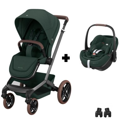Poussette duo fame + siège auto pebble pro 2 green