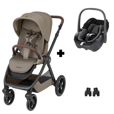 Poussette duo oxford twillic truffle + siège auto i-size pebble 360 essential black